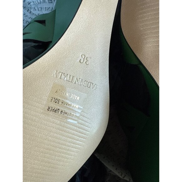 Emanuel Crasto Laser-Cut Wedge Sandals  Leather Green Italy-Made Size 38 New - Picture 3 of 8